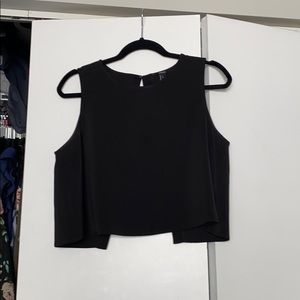 Black crop top tank with back crisscross